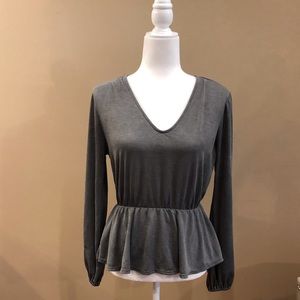 Alya Gray Peplum Top, Size S